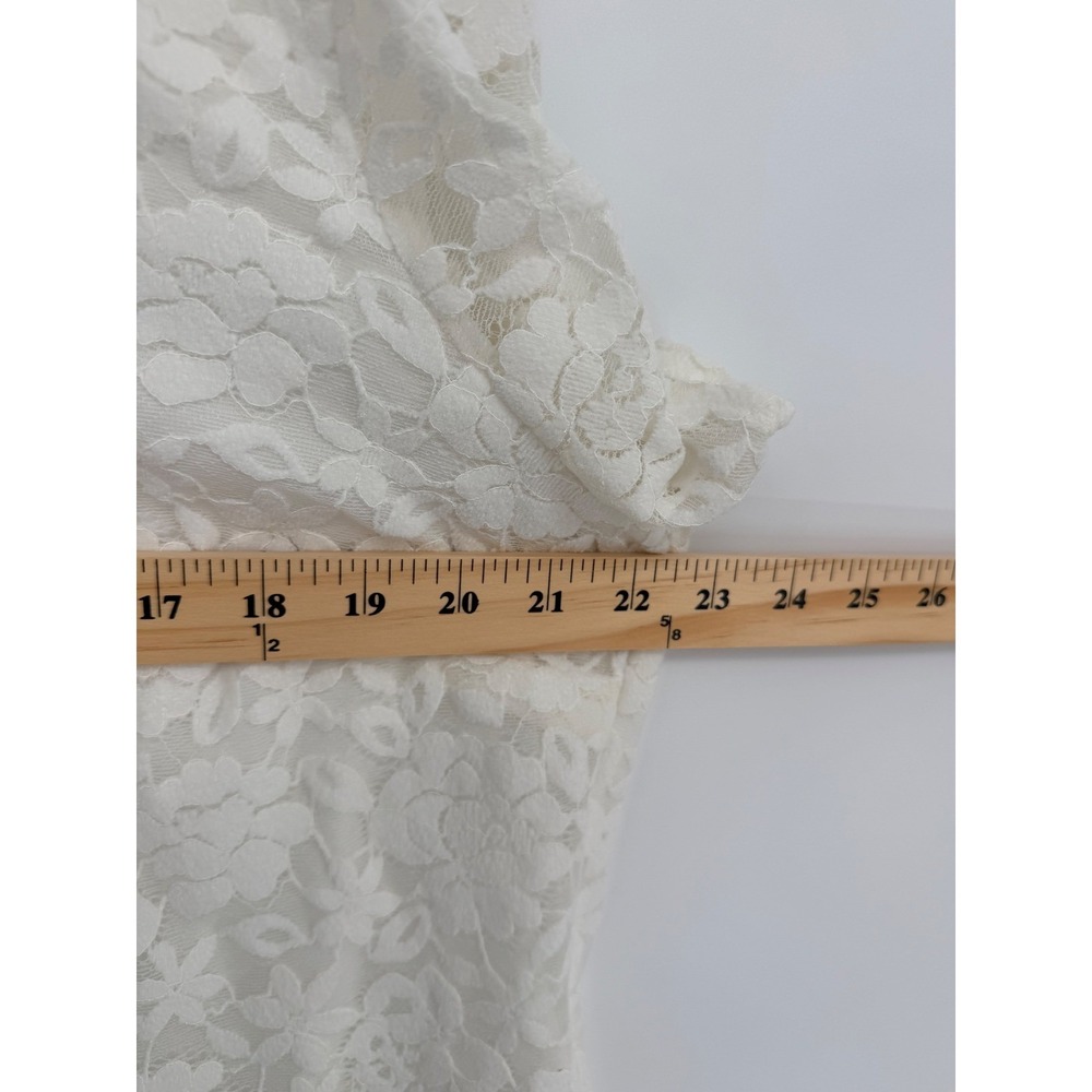 Teddi Rose Lace Top XL White Floral Short Sleeve Keyhole Coquette Romantic - Picture 6 of 7
